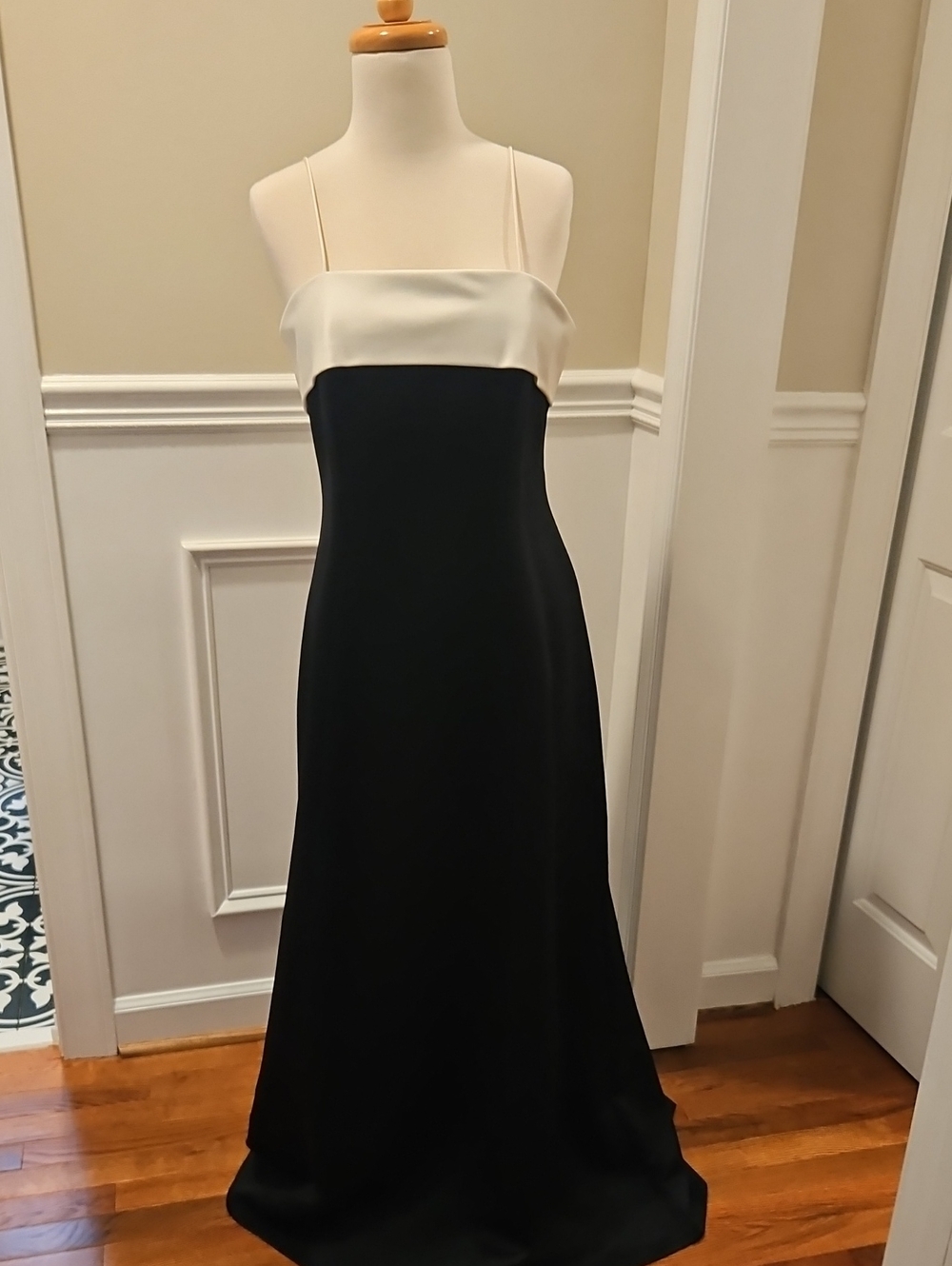 Alex Evenings Black Gown with White Bandeau Bodice